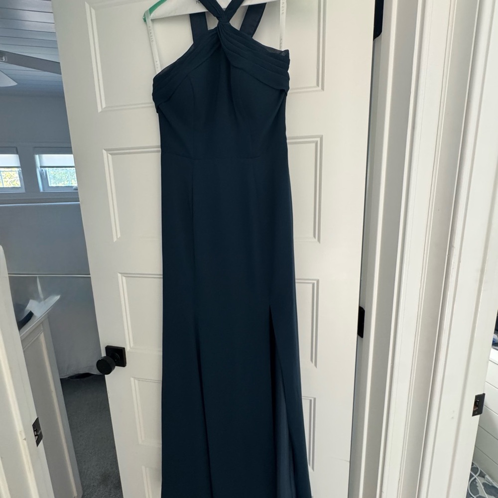 Azazie Dark Navy Chiffon Dress